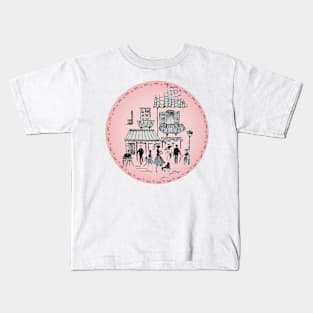 Pink Gay Paris Cafe Life Kids T-Shirt